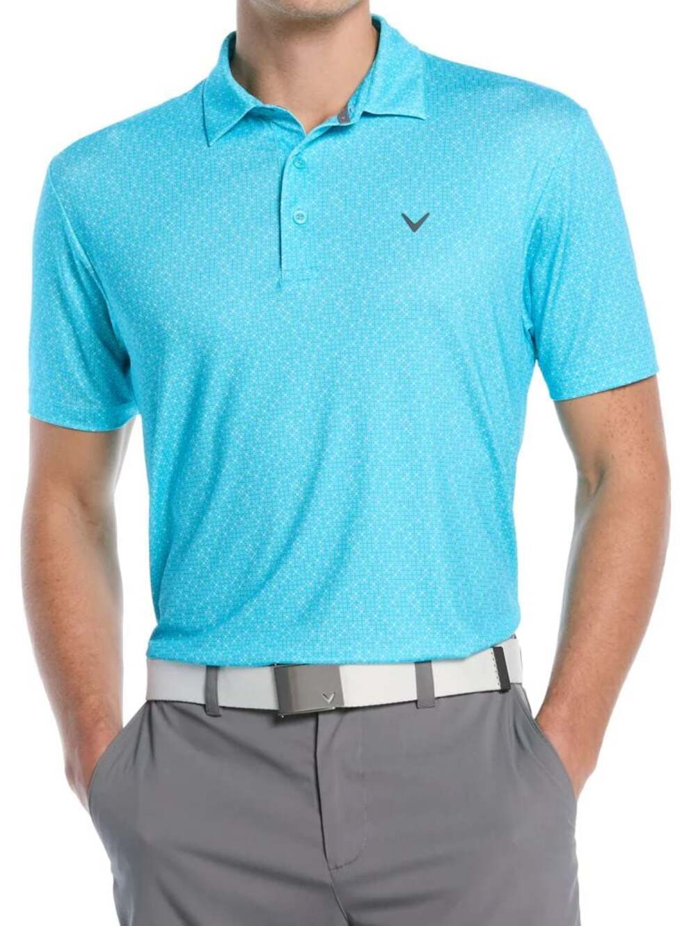 Callaway Men's Opti Dri Allover Mini Geo Print Performance Golf Polo XL Blue